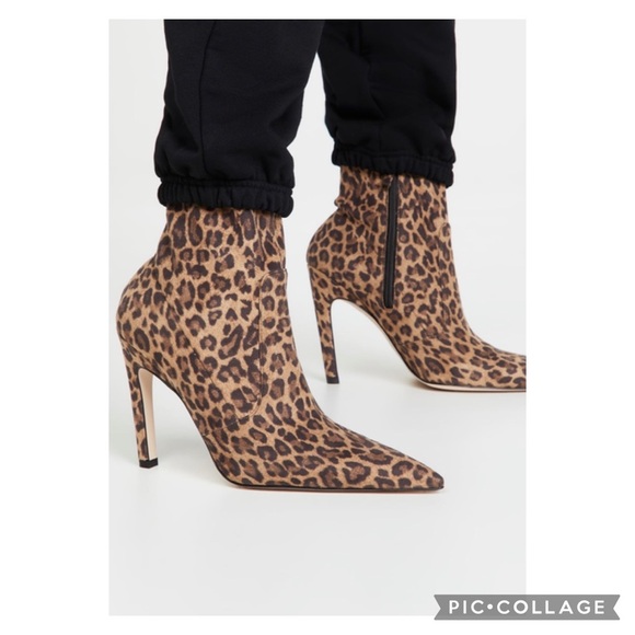Good American 110mm Icon Faux Suede Leopard Stiletto Ankle Boots Size 8.5 - Picture 4 of 14
